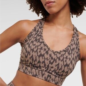 Varley Brown + Black Watercolor Patterned Racerback Sports Bra Size Small